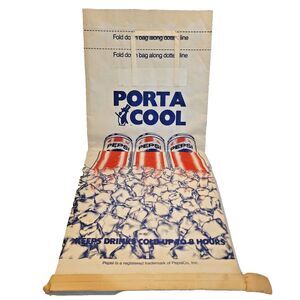 Vtg Pepsi Port A Cool Portable Paper Bag Cooler Sack Soft Side 6 Pack Handles